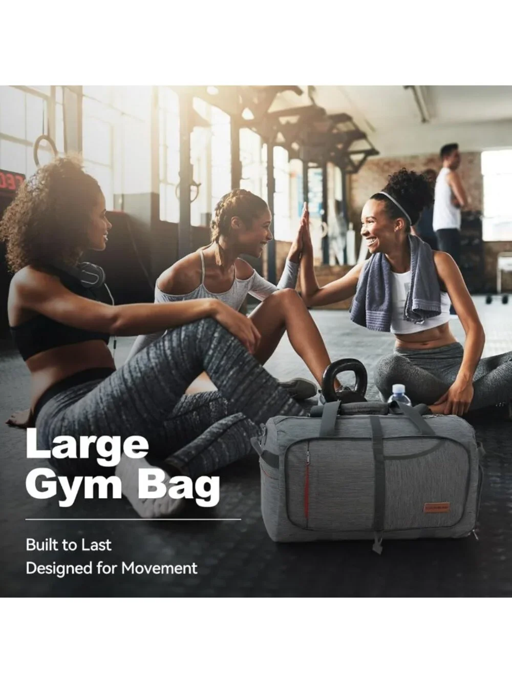 65L Foldable Duffle Bag with Shoe Compartment - Water-Resistant Travel Gym Bag